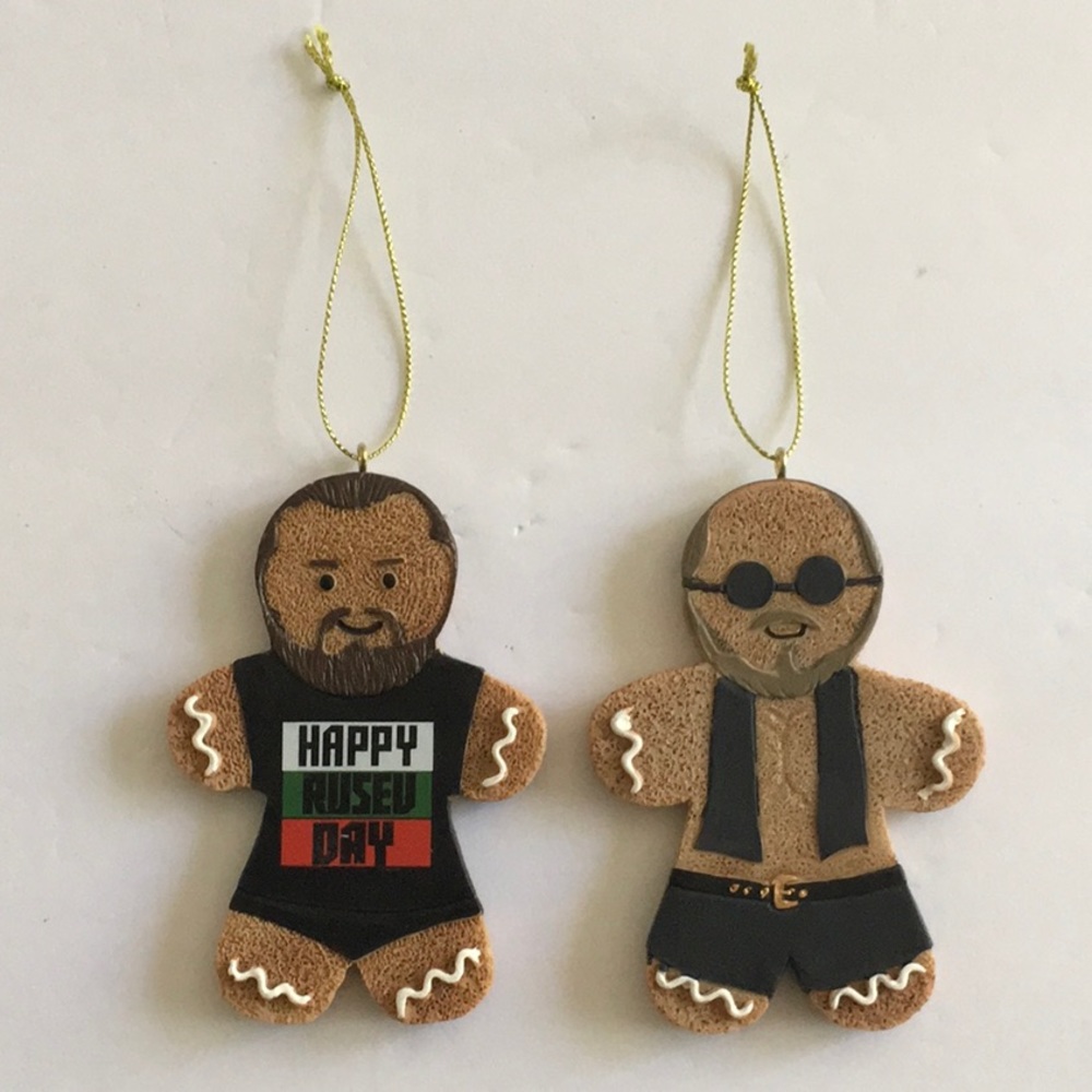 WWE Rusev and Aiden English Gingerbread Ornaments.